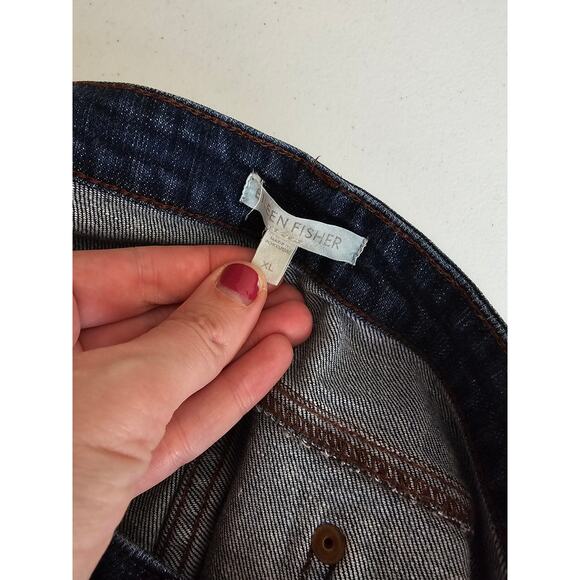 Eileen Fisher Women Blue Button Closer Mid Rise Straight Leg Zip Up Jean Size XL - Picture 4 of 4